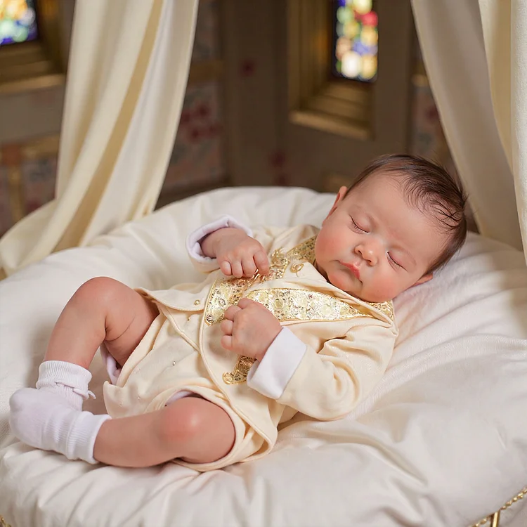 [New] 20" Newborn Lifelike Sleeping Baby Brown Hair Doll Boy Named Sozon