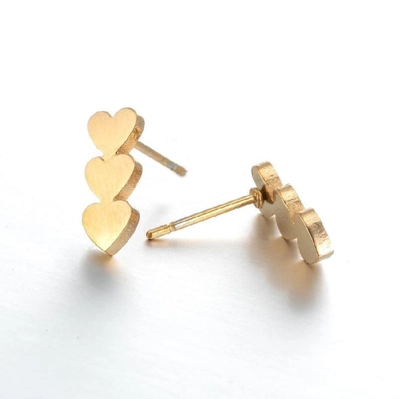 Women’s Minimalist Geometric Heart Stainless Steel No Inlaid Ear Studs Stainless Steel Earrings