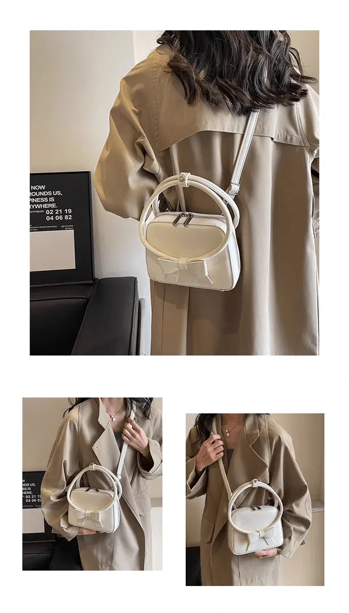 Pink Bowknot Leather Shoulder Bag