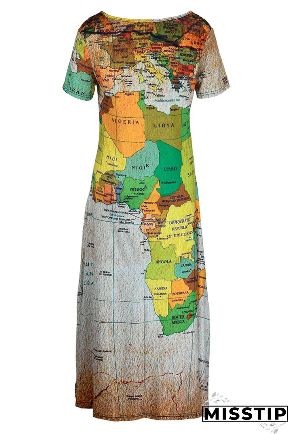 Black Casual Print Patchwork V Neck Straight Dresses