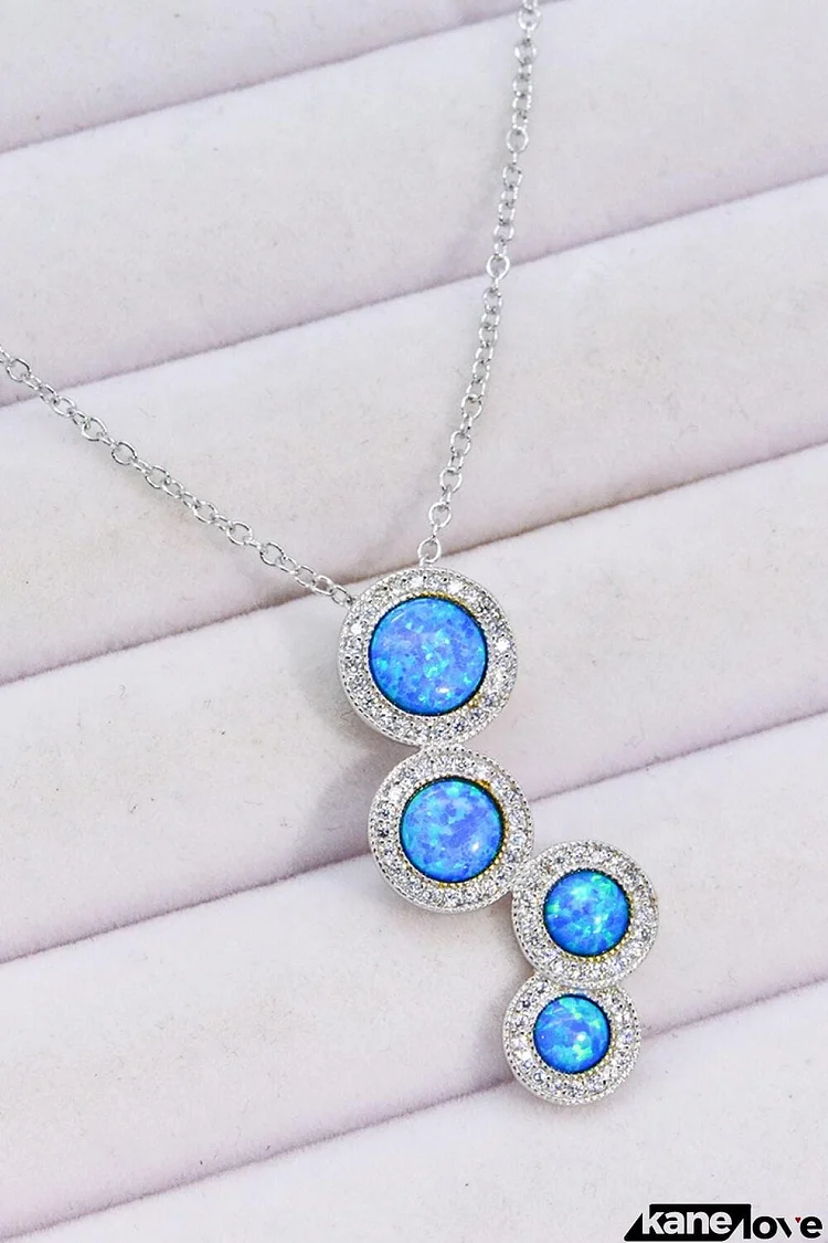 Opal Round Pendant Chain-Link Necklace