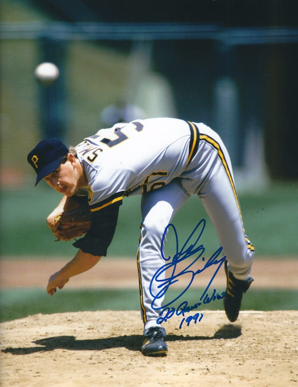 Signed 8x10 JOHN SMILEY Pittsburgh Pirates Autographed Photo Poster painting with Show Ticket