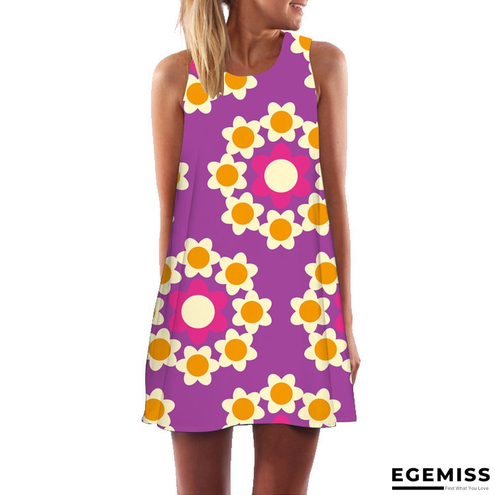 Digital Print Pullover Sleeveless Mid-length Skirt Sexy Dress | EGEMISS