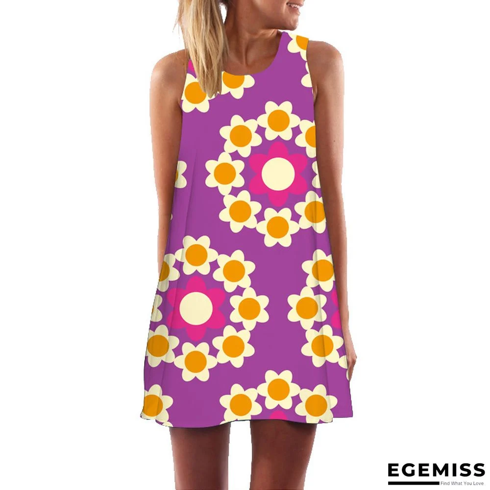 Digital Print Pullover Sleeveless Mid-length Skirt Sexy Dress | EGEMISS