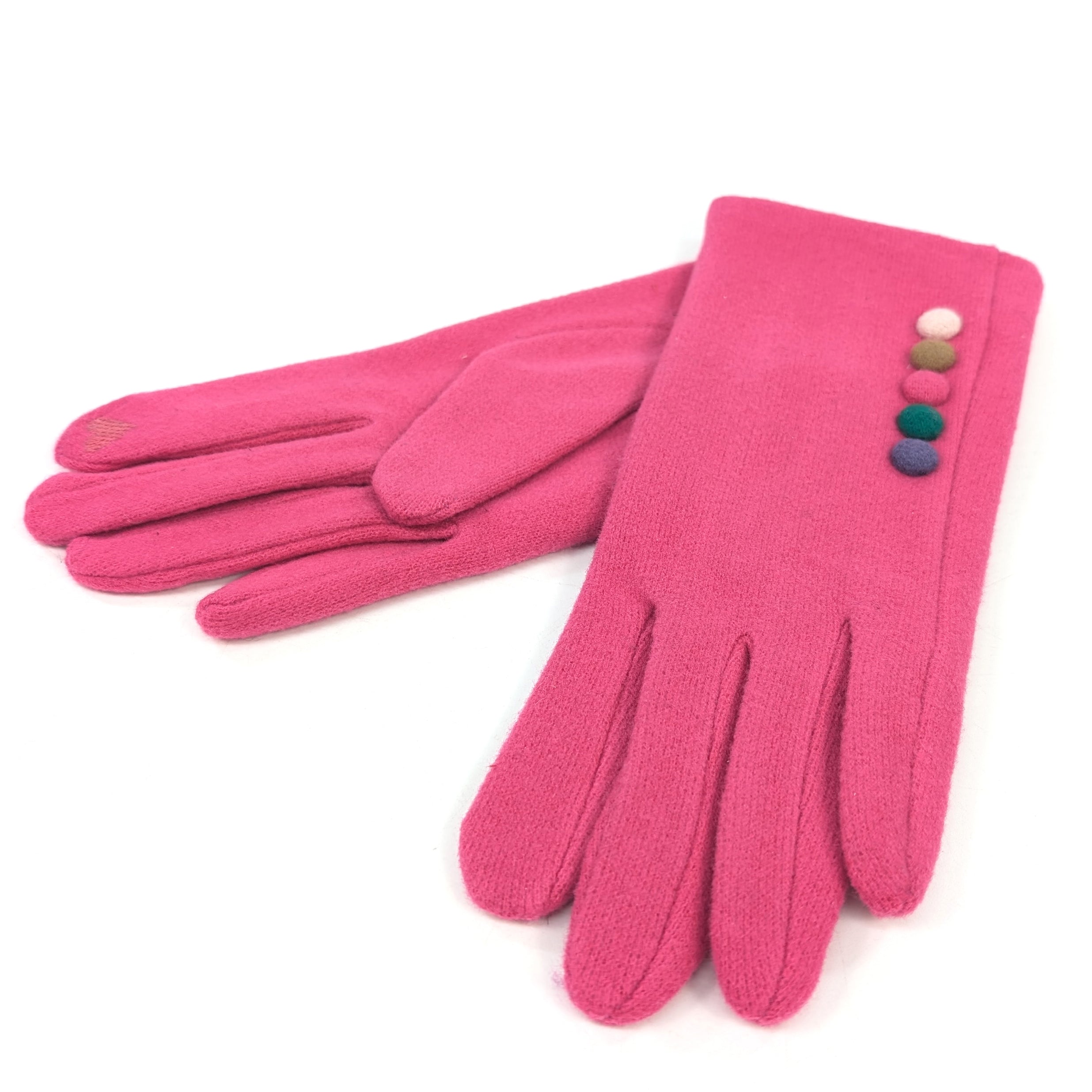 Buttoned Gloves - Pink