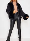 Fashion Contrast Color Buttoned Lambskin Warmth Jacket