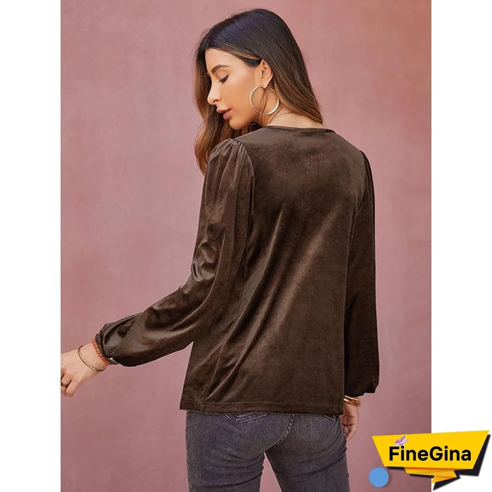 Boho Style Brown Velvet Top