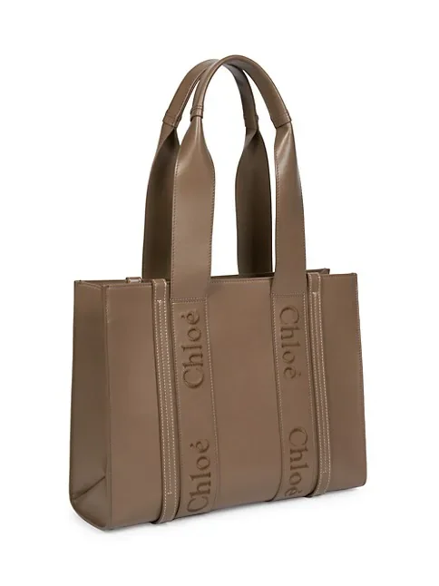 Chlo&eacute; Woody Medium Leather Tote Bag