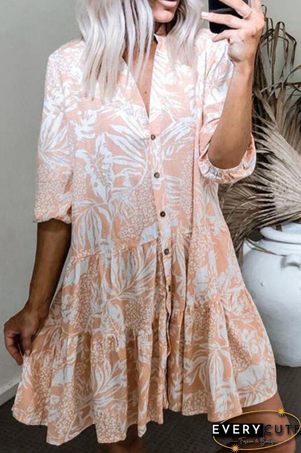 Half Sleeve Shirt Casual Print Dress