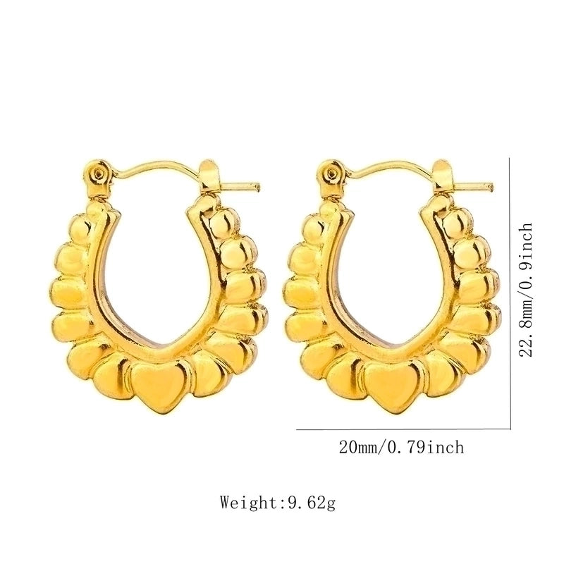 1 Pair Vintage Style U Shape Geometric Heart Shape Plating 304 Stainless Steel None 18K Gold Plated Hoop Earrings