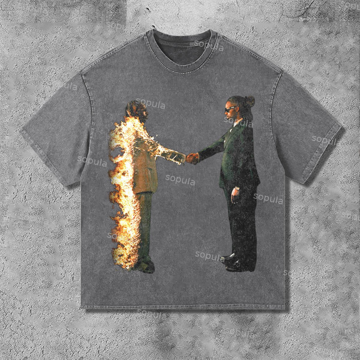 Metro Boomin Hero & Villains Graphic Vintage Acid Wash T-Shirt - Sopula｜Premium Graphic Tees & Graphic Clothing