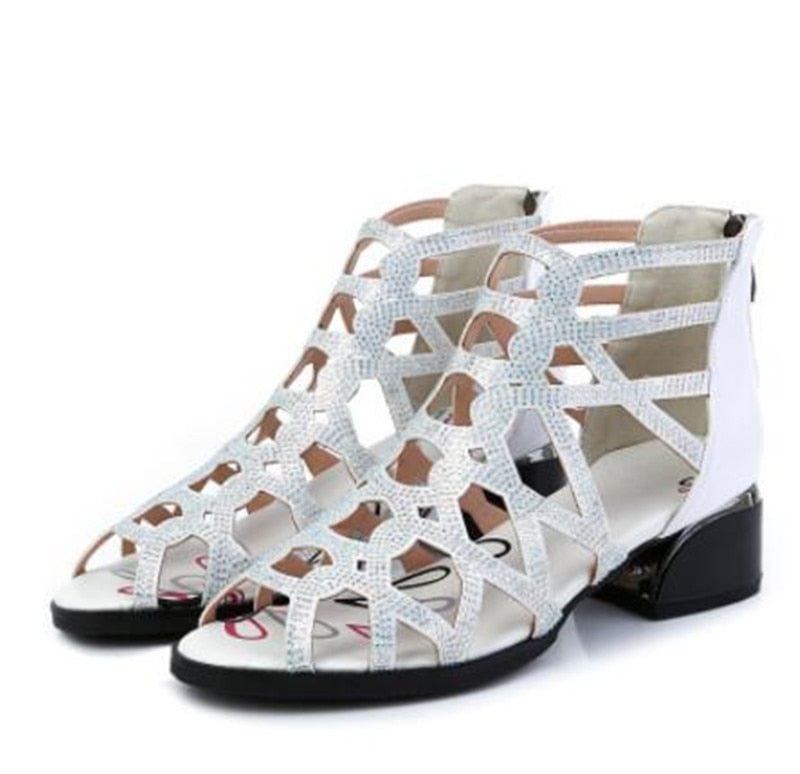 GKTINOO Woman Sandals Shoes Sandalias Mujer 2021 Summer Genuine Leather High Heels Slip on Bling Fashion Gladiator Shoes Women