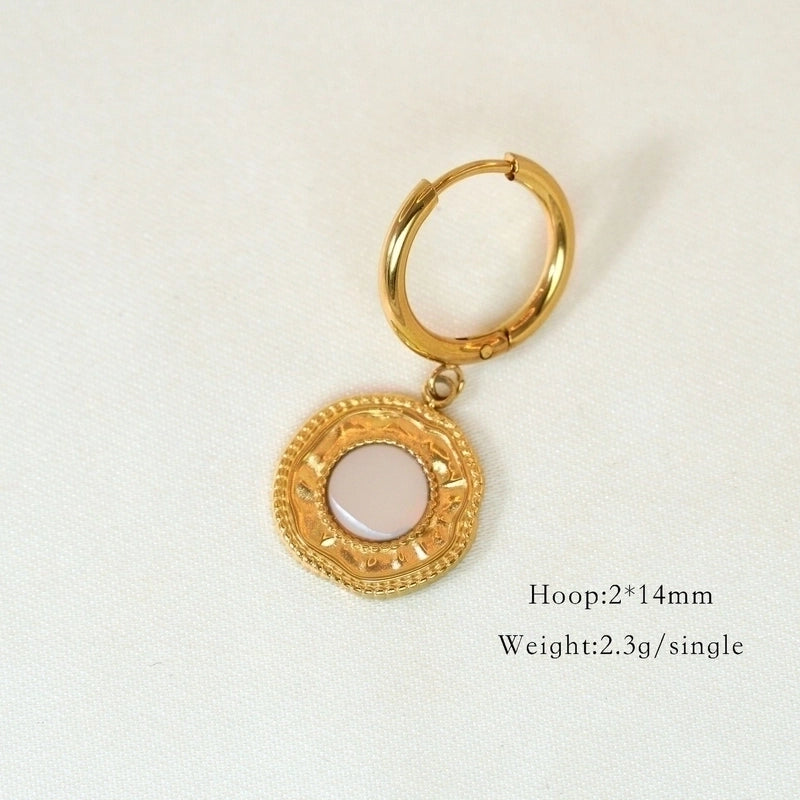 1 Pair Minimalist Cross Devil’s Eye Moon 304 Stainless Steel Drop Earrings