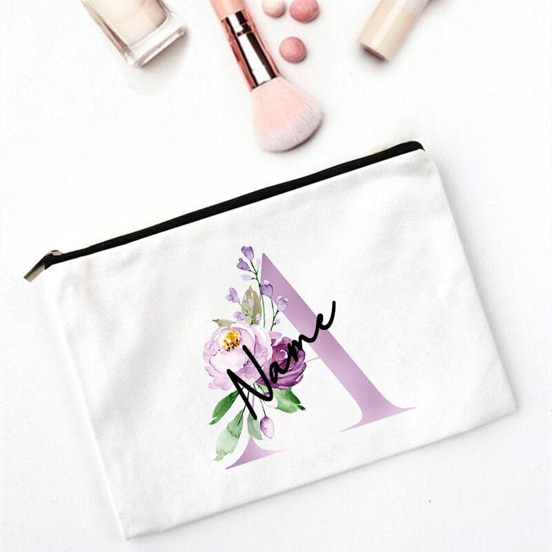Personalized Custom Name Makeup Bag Bridesmaid Gift Bachelorette Party Favors Bridal Shower Proposal Cosmetic Bag Monogram Pouch