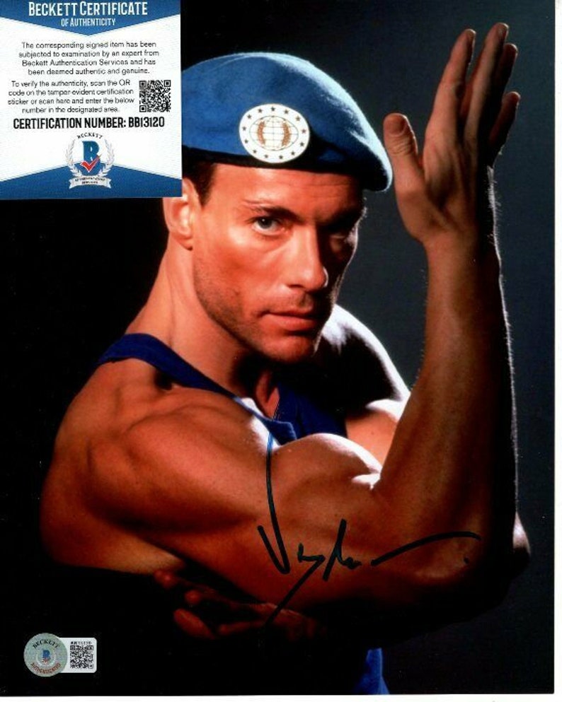 Jean claude van damme signed 8x10 street fighter colonel guile Photo Poster painting beckett bas