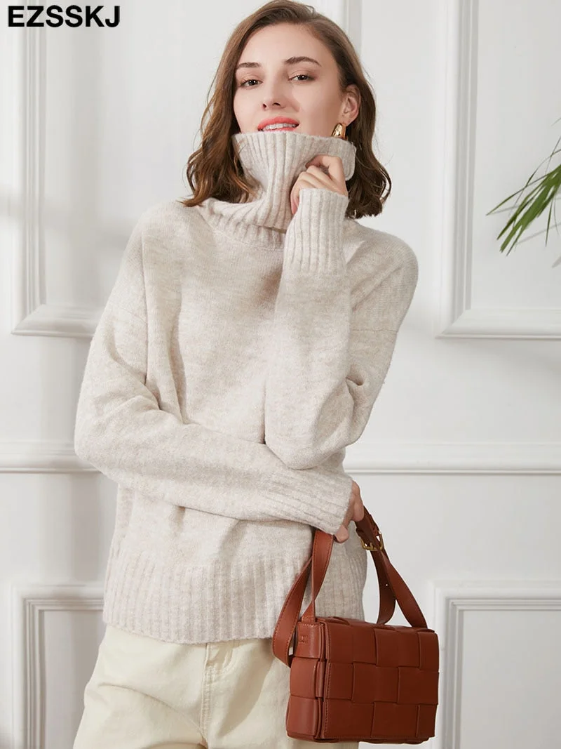autumn Winter casual cashmere oversize thick Sweater pullovers Women 2021 loose Turtleneck women's sweaters jumper