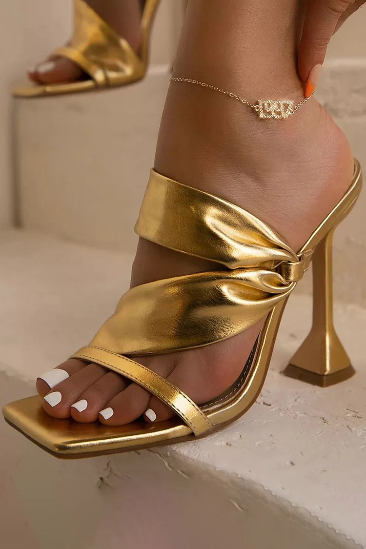 Party Solid Color Square Toe High Heeled Sandals 2024 - Xpluswear