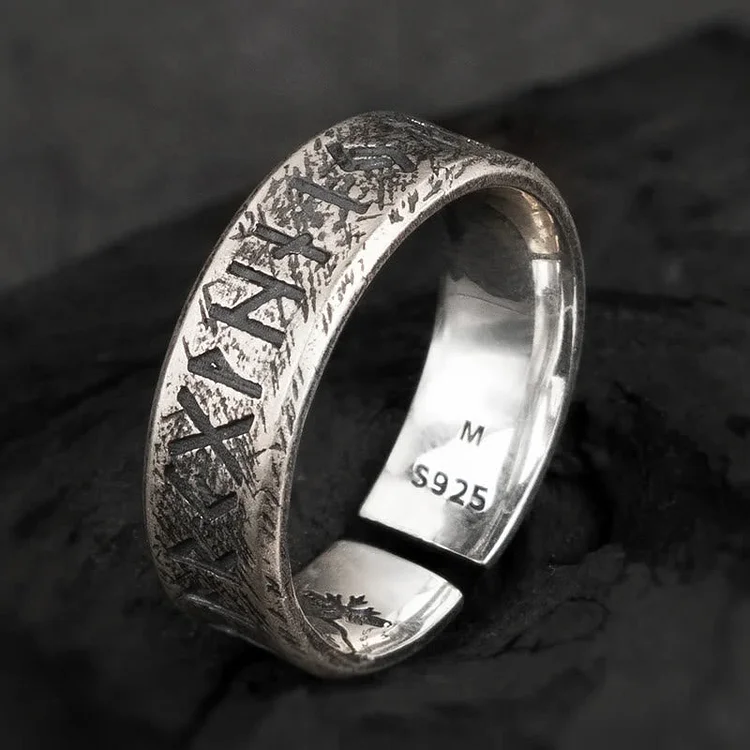 Coutureaura 925 Sterling Silver Viking Rune Words Ring