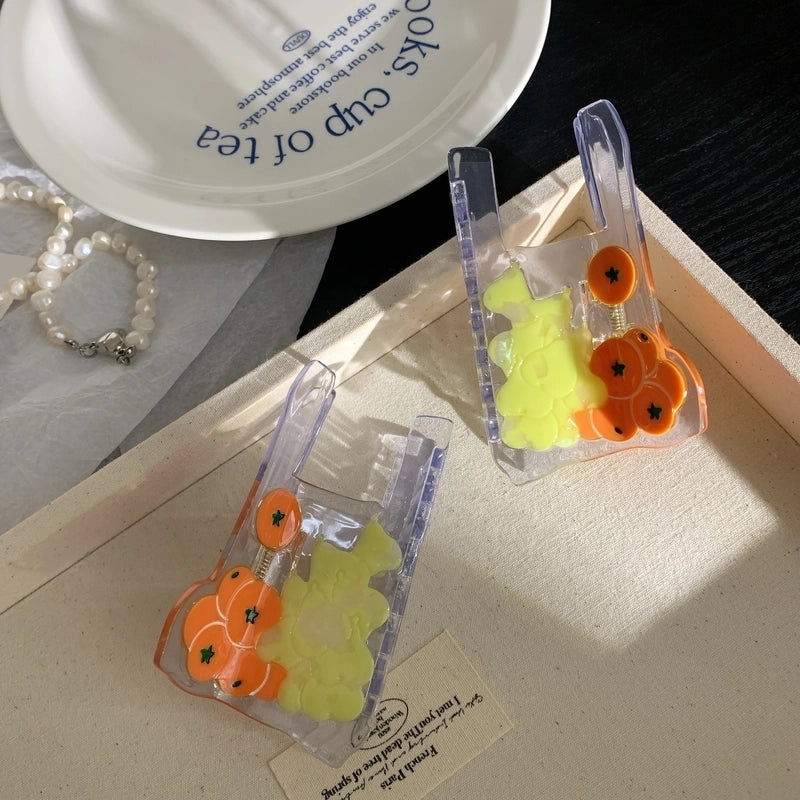 Women’s IG Style Minimalist Plastic Bags Fruit Acetic Acid Sheets Hair Claws