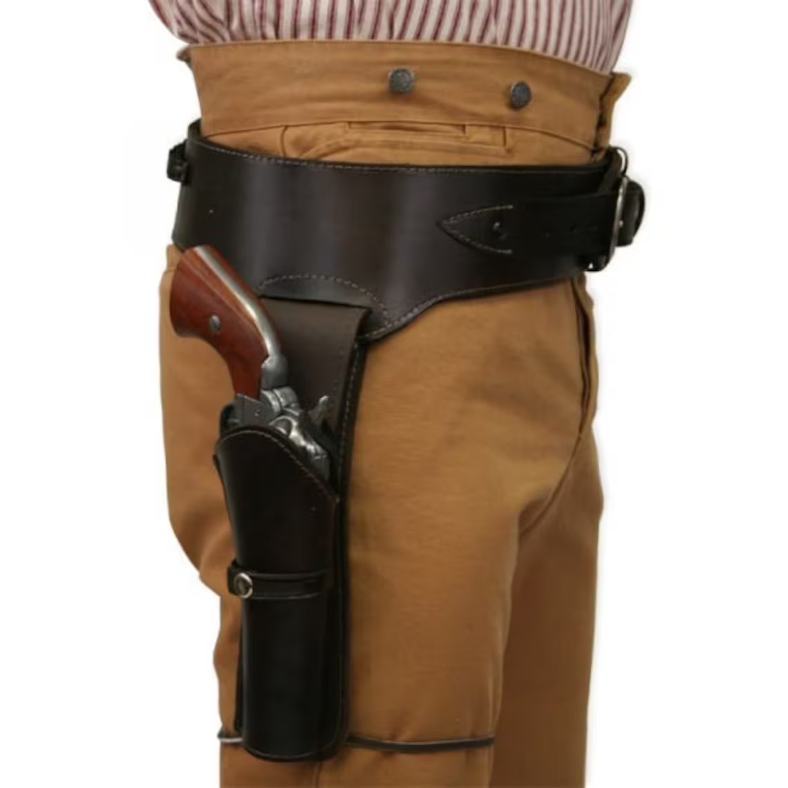 Western Gun Belt and Holster - RH Draw - Oiled Brown Leather
