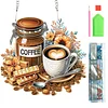 (US Local)Acrylic Special Shape Coffee 5D DIY Diamond Painting Dots Pendant for Window
