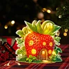 (US Local)Double Sided Special Shape Strawberry House Diamond Painting LED Light Ornaments