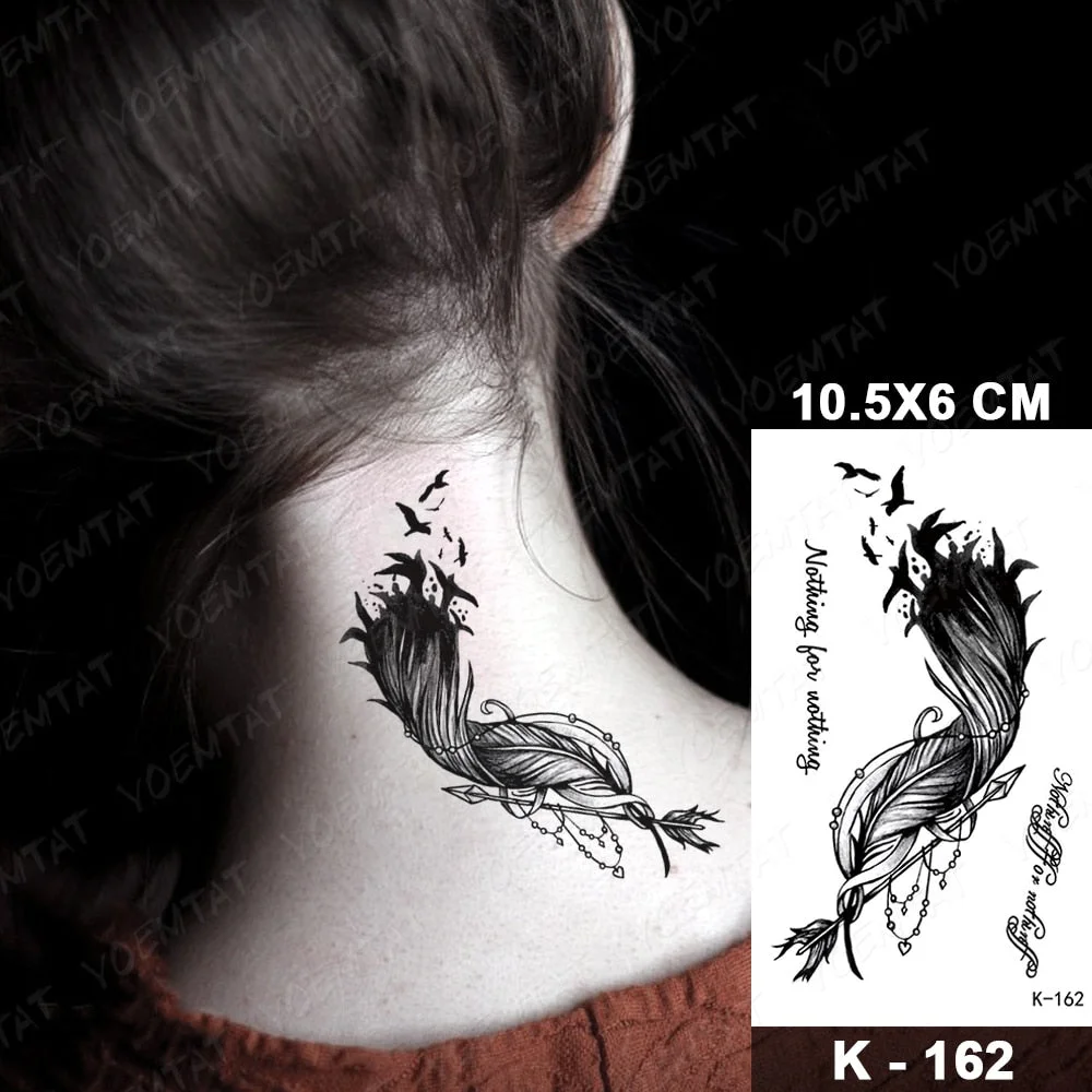 Waterproof Temporary Tattoo Sticker Realistic Black Waist Wrist Lily Flowers Flash Tatoo Fake Tatto For Body Art Women Men