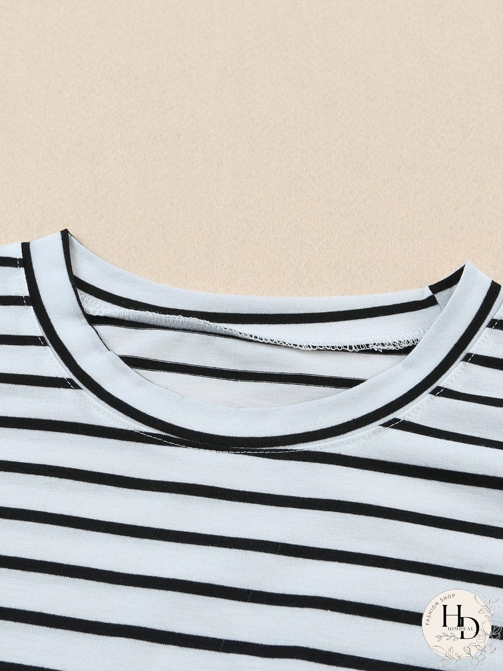 Striped Cap Sleeve Crew Neck Tee