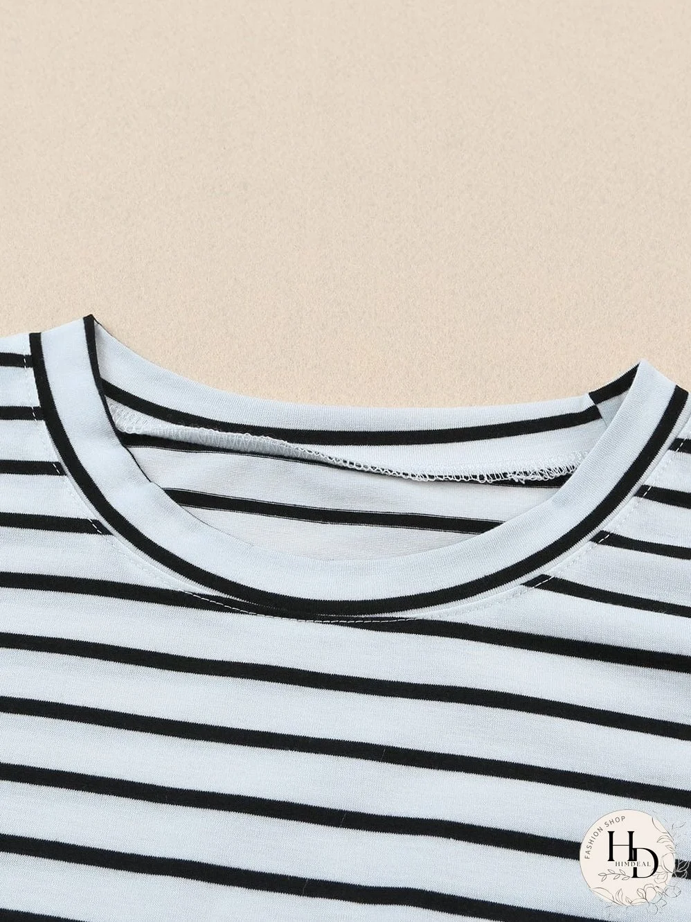 Striped Cap Sleeve Crew Neck Tee