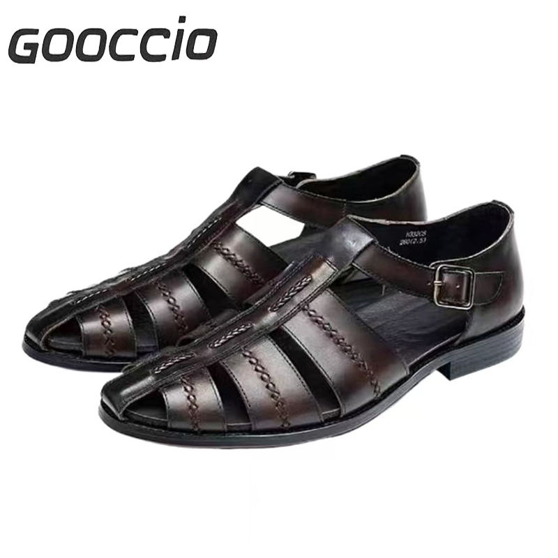 GD182 Cowhide Dress Sandals For Men GOOCCIO   