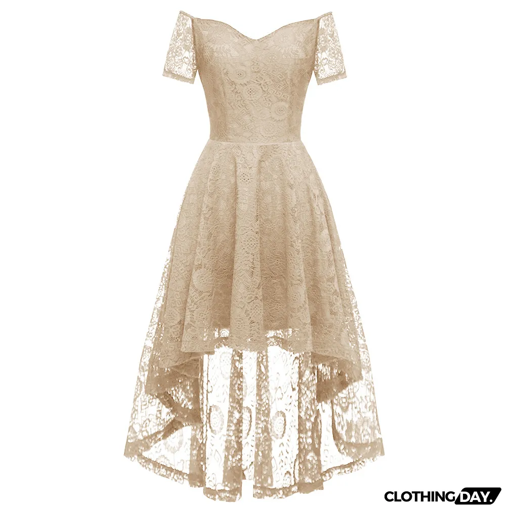 Women Sexy Elegant Off Shoulder lace Short Sleeve Mermaid Dress