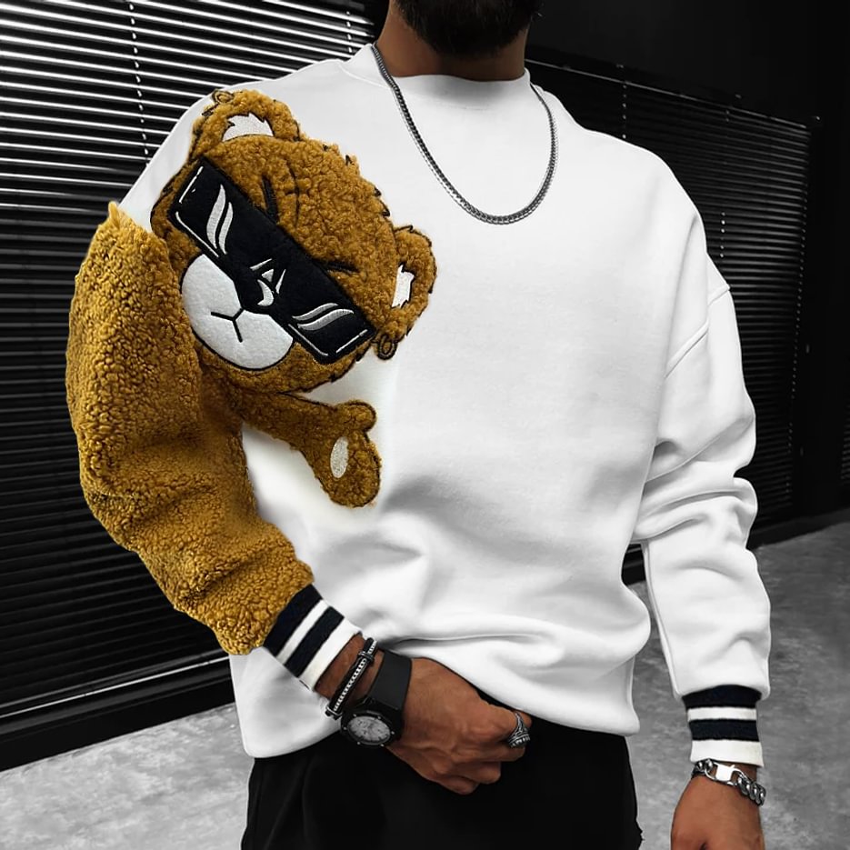 Teddy Bear Oversized Men's Sweatshirt、、URBENIE