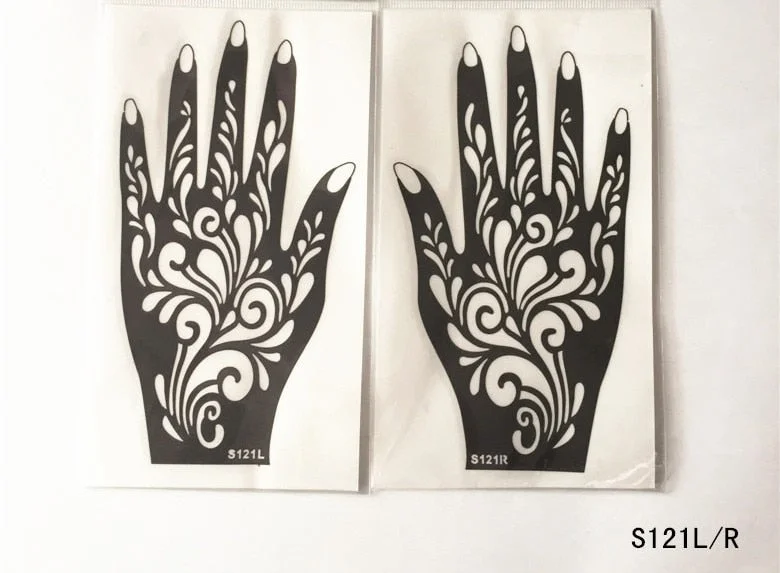 2Pcs/Set Temporary Tattoo stencil 25 designs Body Art Men Women Indian Henna pattern Beauty Waterproof Fake Arm Hand Reuse tatoo