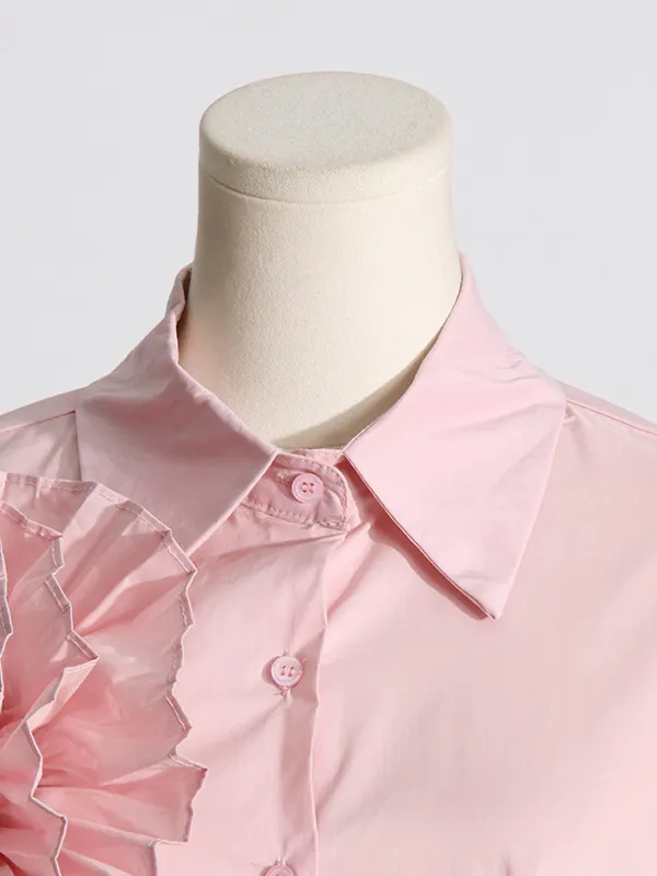 Single Breasted Pleated Lapel Shirt