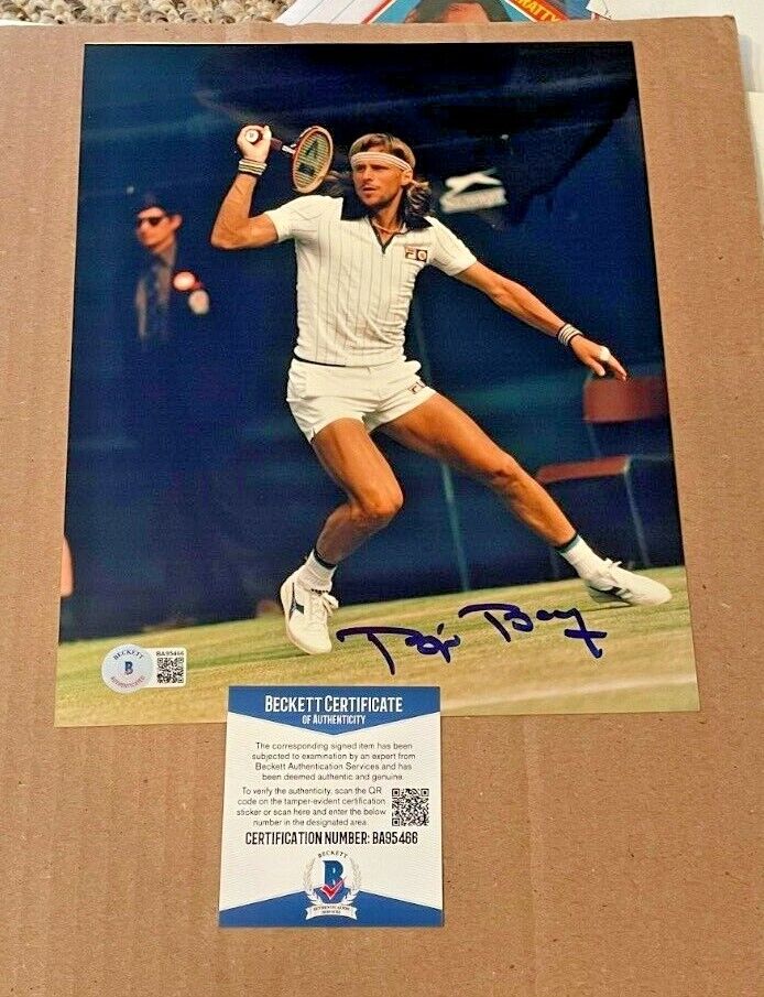 BJORN BORG SIGNED TENNIS 8X10 Photo Poster painting BECKETT CERTIFIED BAS