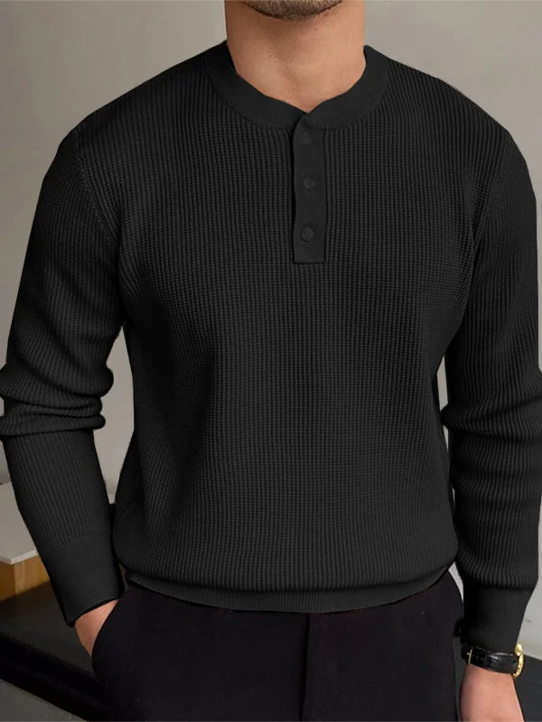 Aonga - Mens Solid Long Sleeve Knit T-shirt J