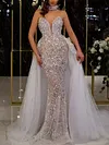 Sexy Sequined Off-The-Shoulder Slim Backless Split-Joint Evening Maxi Dress