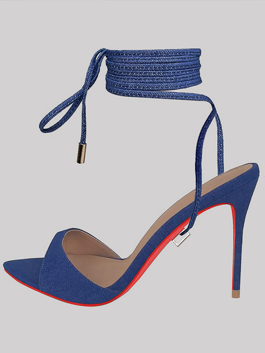 100mm Women's Red bottom High Heel Sandals Lace Up Stilettos Heels Strappy Ladies Slippers Party Wedding Banquet Shoes