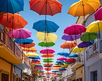 Color Umbrellas Street - Diamond Painting