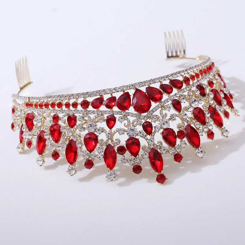 Baroque Style Crown Alloy Inlay Crystal Rhinestones Crown 1 Piece