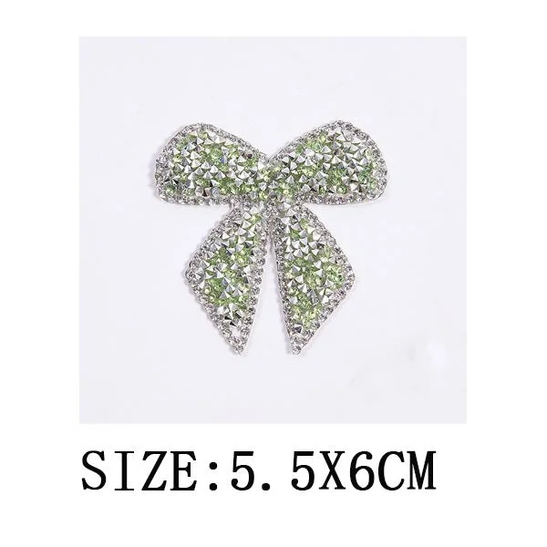 Bow Crystal Rhinestones Patch Iron on Transfers for Clothing Sparkling Rhinestones Stickers on Bag Hat Shoes DIY Applique Decor