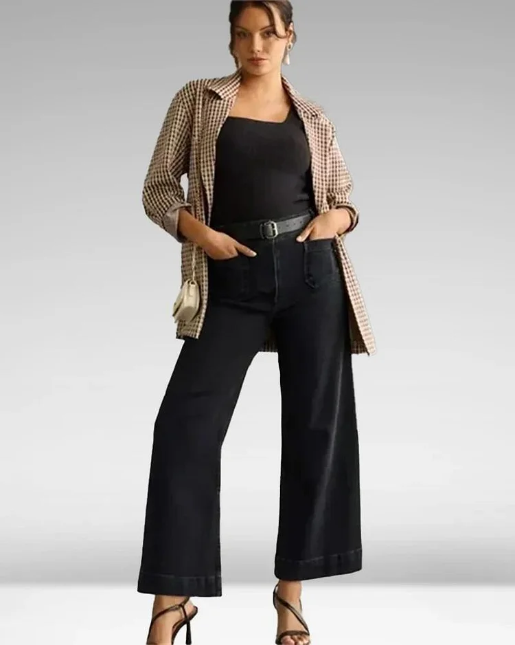 Tummy Control Cropped Wide-Leg Jeans