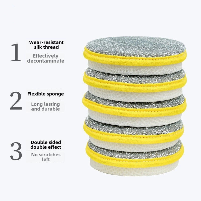 Double-sided Sponge Wipe Kitchen Bowl Washing Sponge Brush Pot Artifact Household Cleaning Cloth Oil-free Scrubbing Cloth Steel Wire Ball