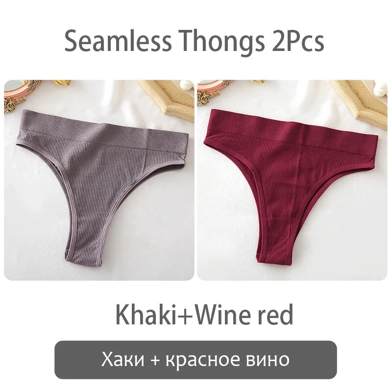 FINETOO Women Thong Panties Sexy Underwear Low Waist G-String Female Underpants Girls Thongs Solid T-back Seamless Lingerie S-XL