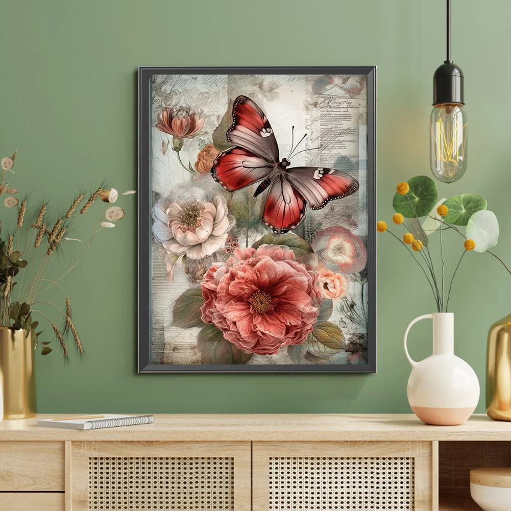 Diamond Painting - Full Square Drill - Butterfly Flower(Canvas|30*40cm)