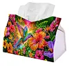 Hummingbird Sunset DIY PULeather Diamond Painting Tissue Box for Adults Beginners Large Size Diamond Art Paper Storage Holder for Living Room Bathroom Table Decor