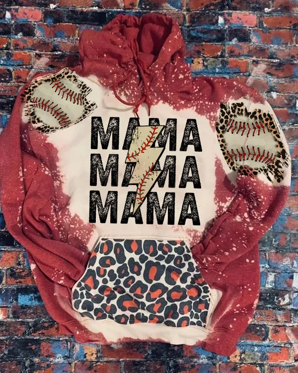  Softball Mama Thunder Bleached  Hoodie