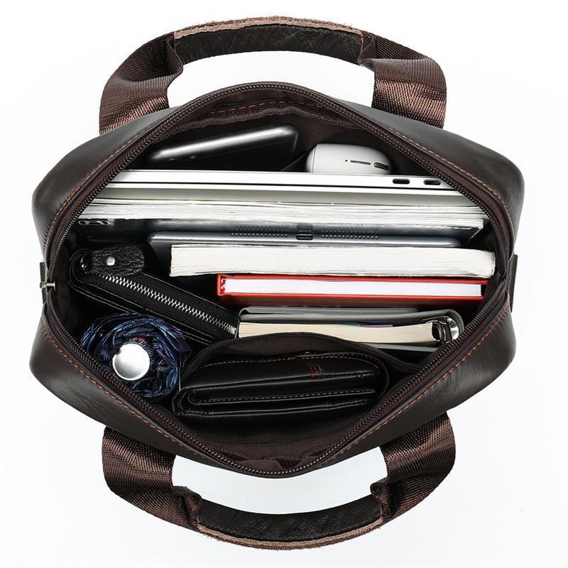 Leather Business Retro Waterproof Portable Briefcase Casual Shoulder Bag Crossbody Bag