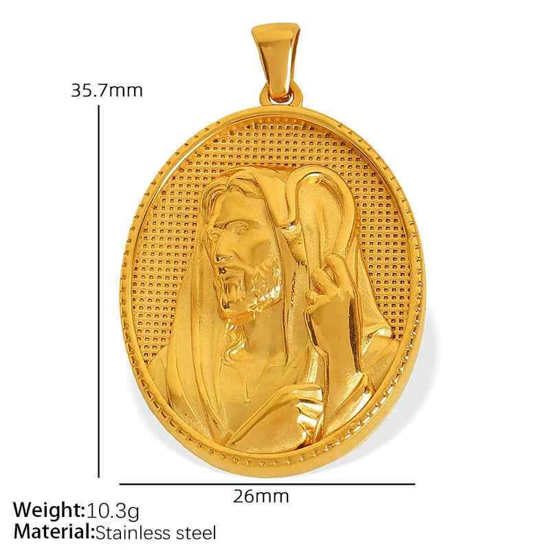1 Piece 26*35.7mm 34*36.8mm 304 Stainless Steel 18K Gold Plated Virgin Mary Oval Solid Color Pendant Jewelry Accessories