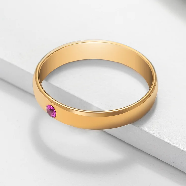 Olivenorma Birthstone Simple Ring Engraved Ring